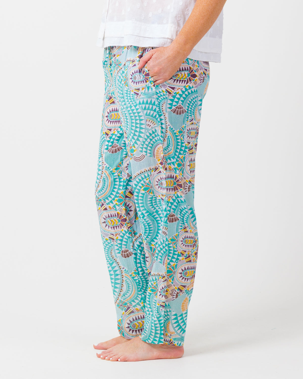 Chilli Pants in Aqua Geo