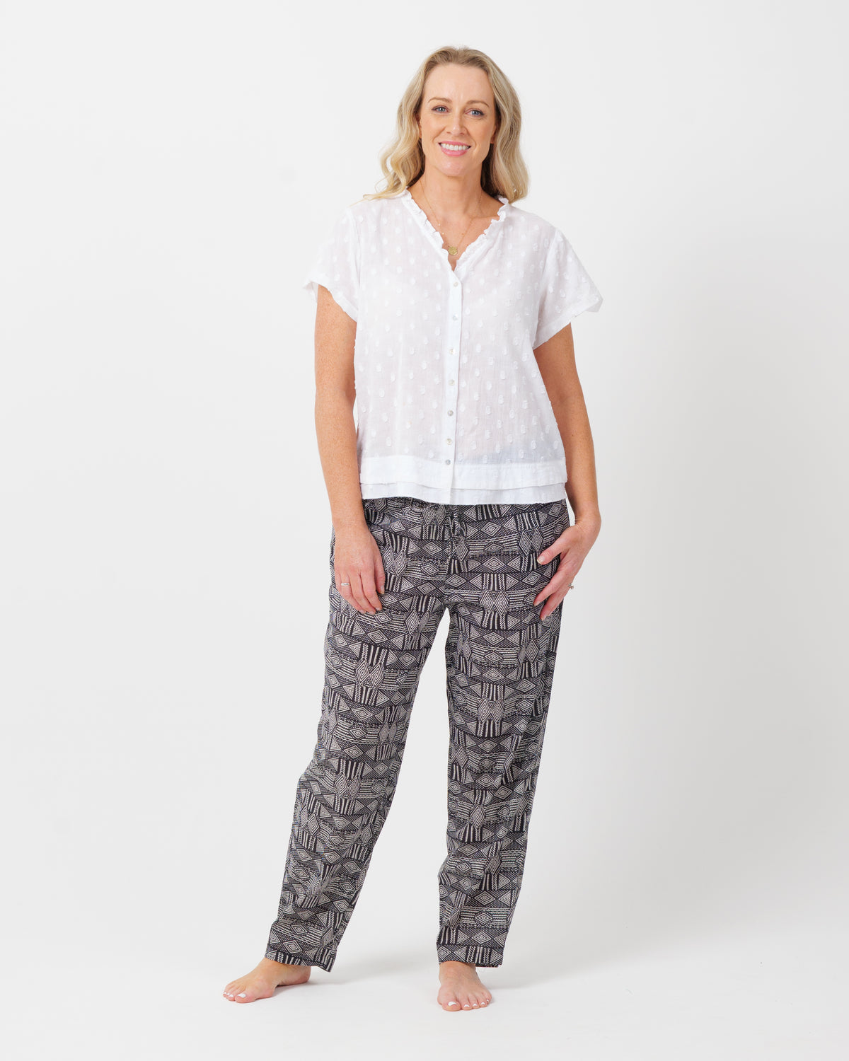 Chilli Pants in Black and White Diamonds