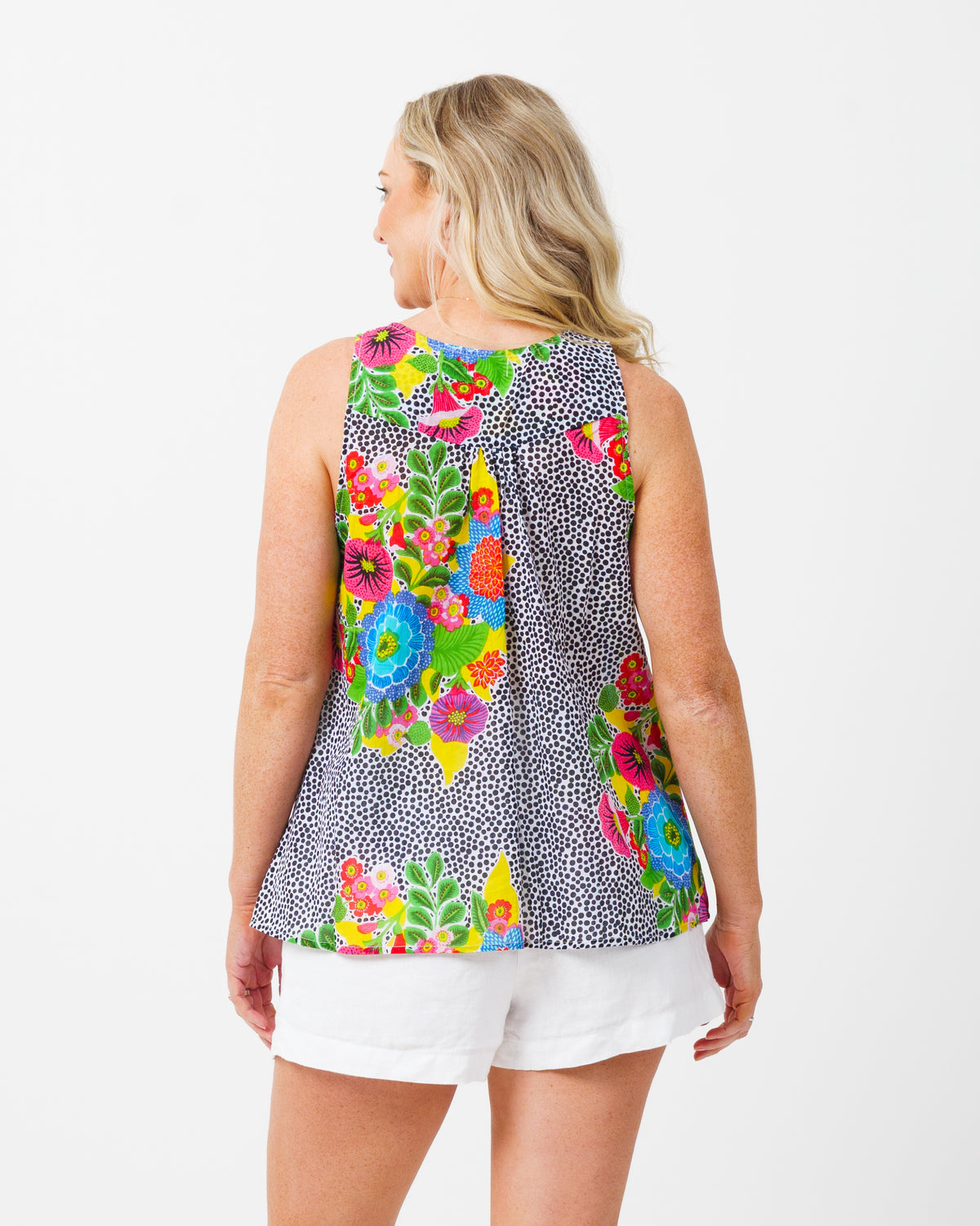 Chilli Mid-length Top in Dotty Floral