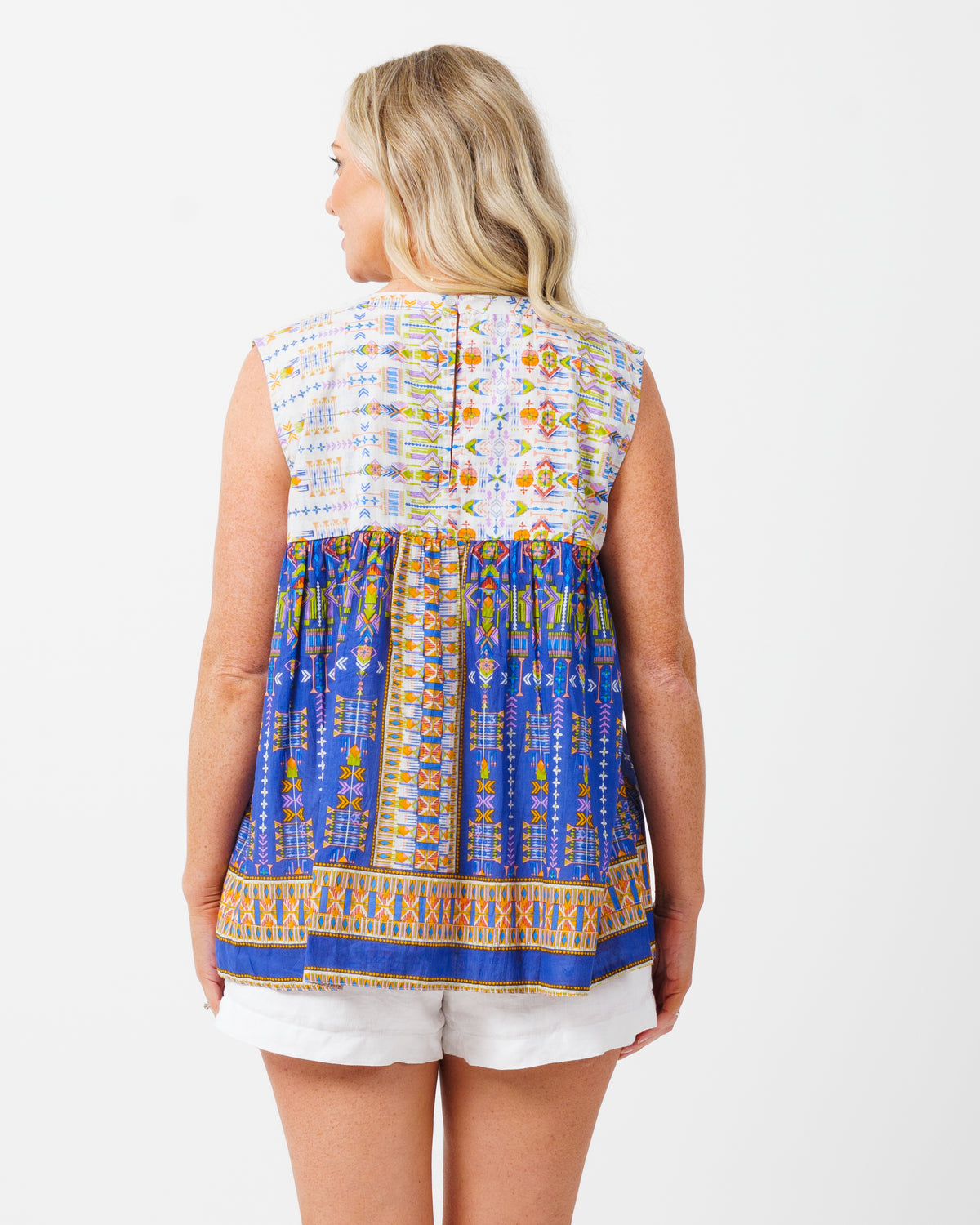 Chilli Short Top in Aztec Blue