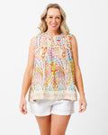Chilli Short Top in Ecru Floral