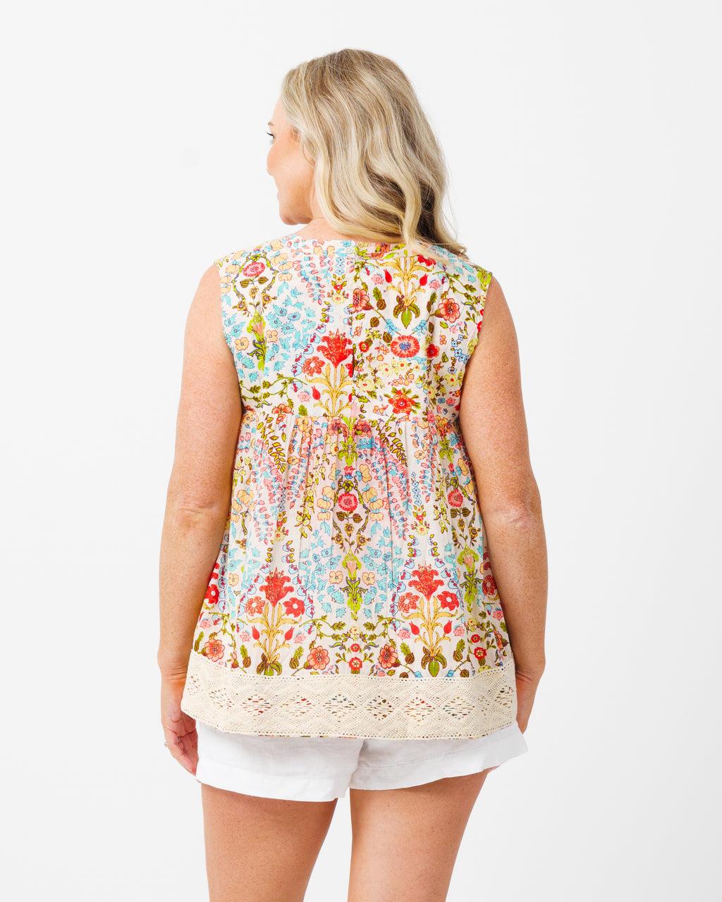 Chilli Short Top in Ecru Floral