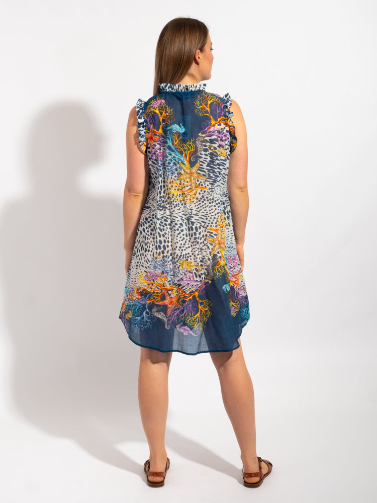 Chilli Style Dress in Blue Leopard