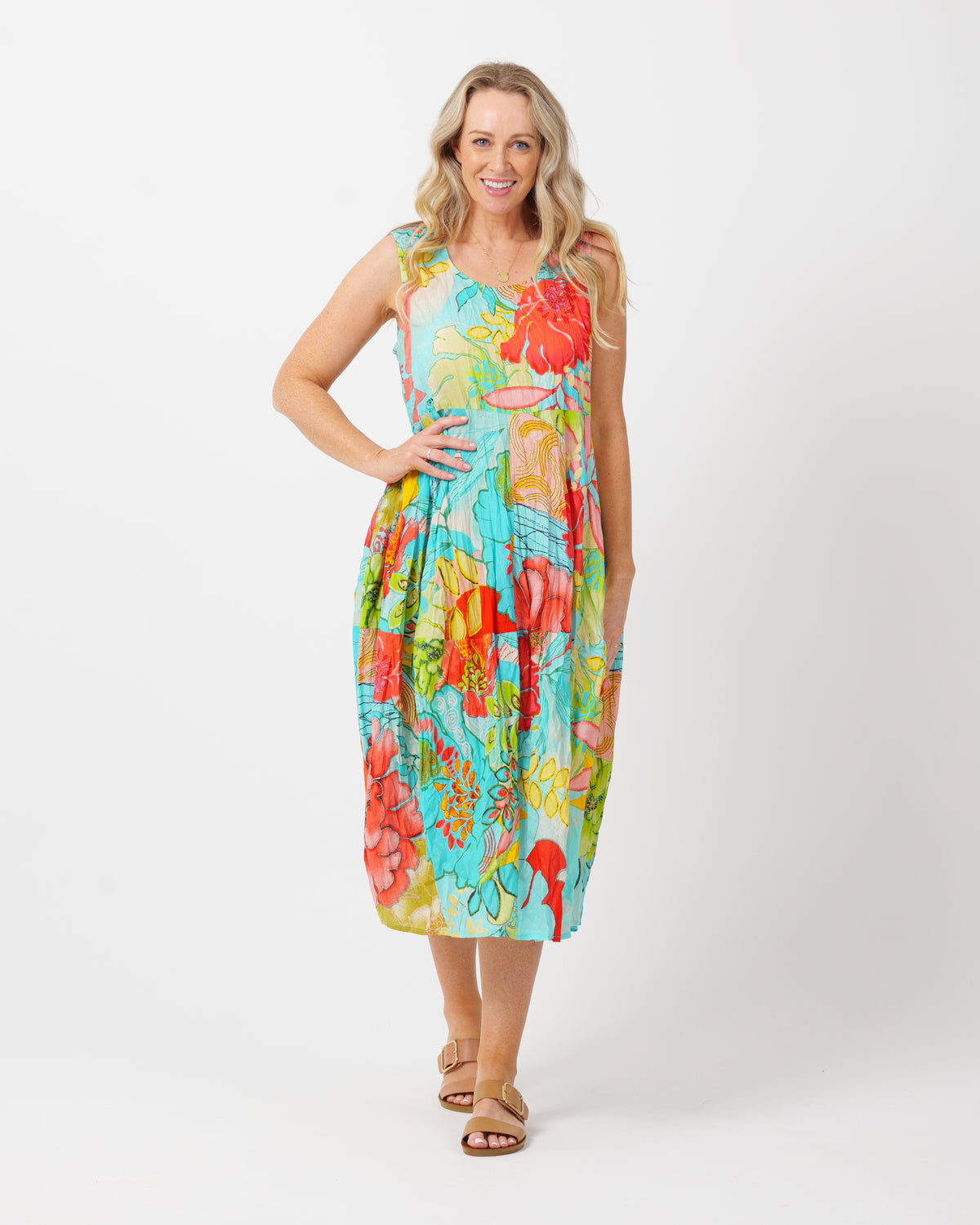 Glasshouse Free Size dress in Aqua Yellow
