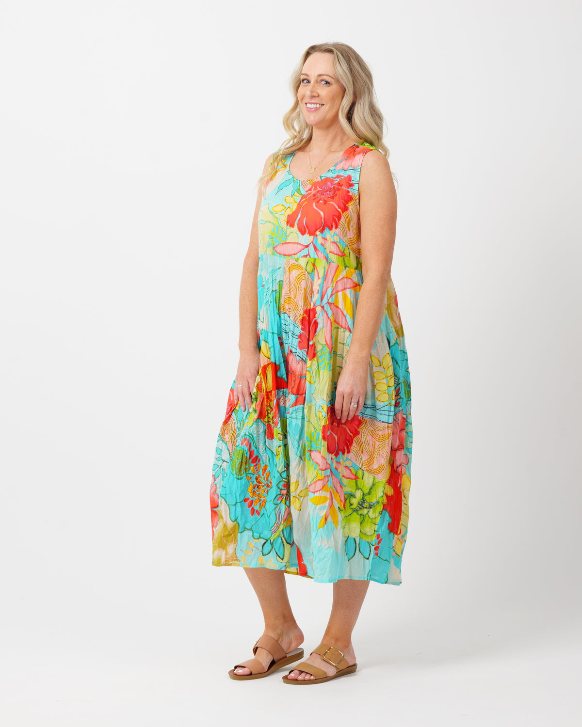 Glasshouse Free Size dress in Aqua Yellow