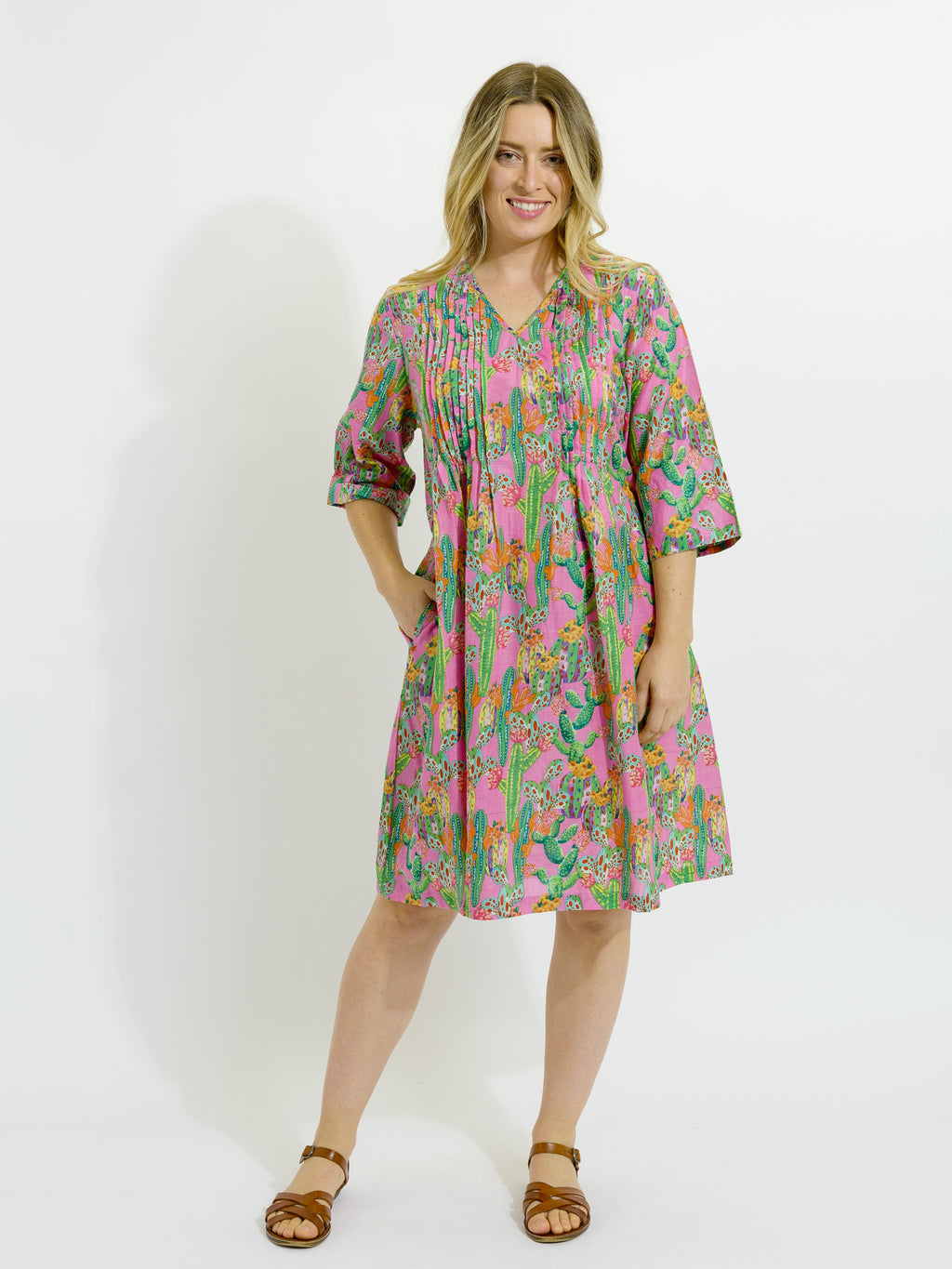 Heron Dress in Pink Cactus