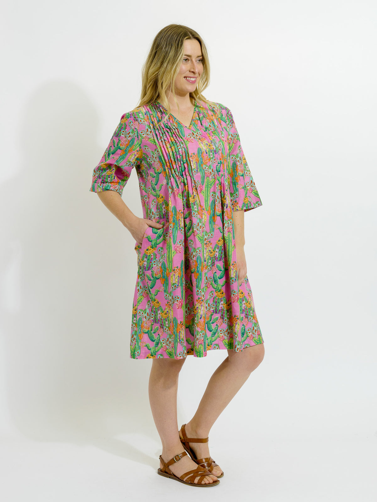 Heron Dress in Pink Cactus