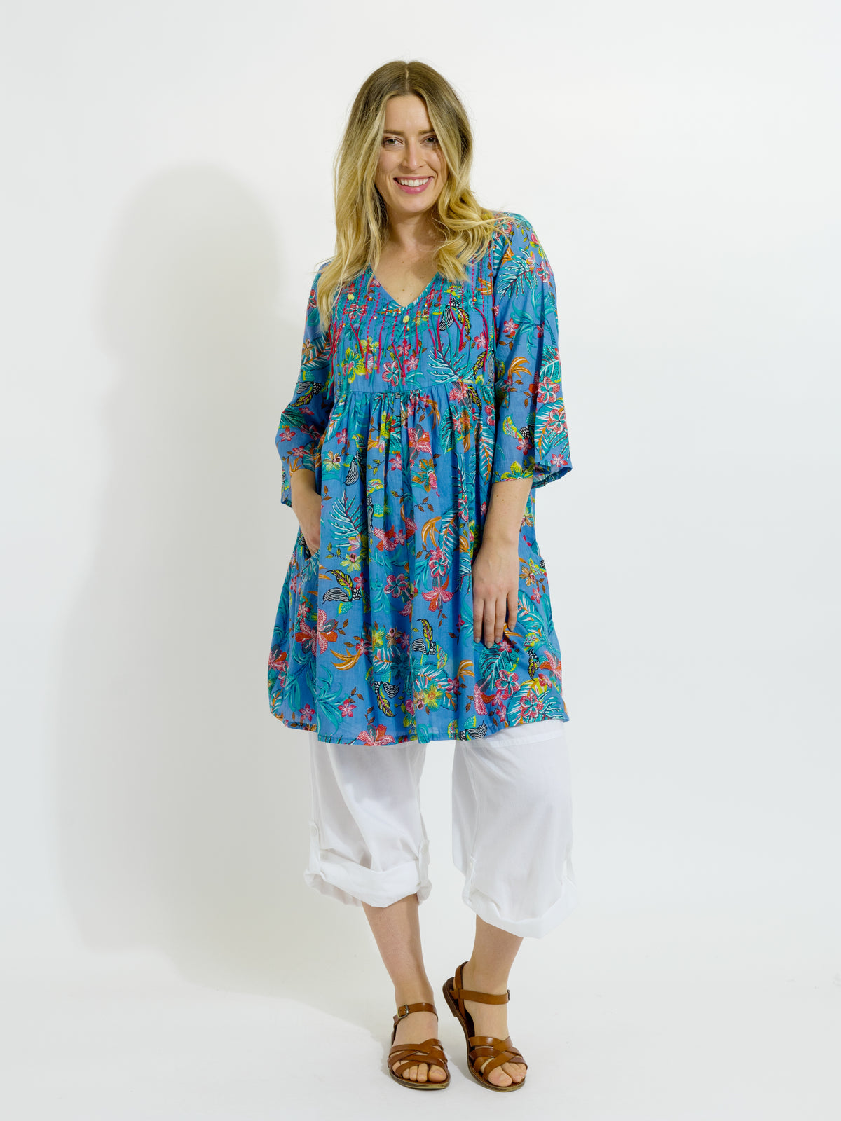 Billinudgel Dress in Blue Garden