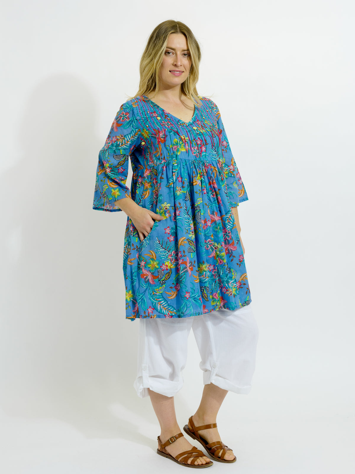 Billinudgel Dress in Blue Garden