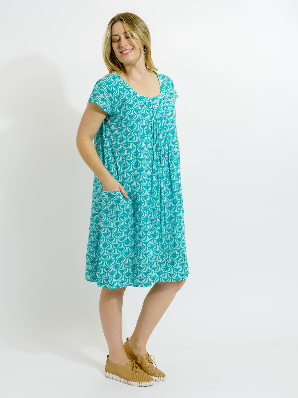 Marcoola dress in Teal Fan