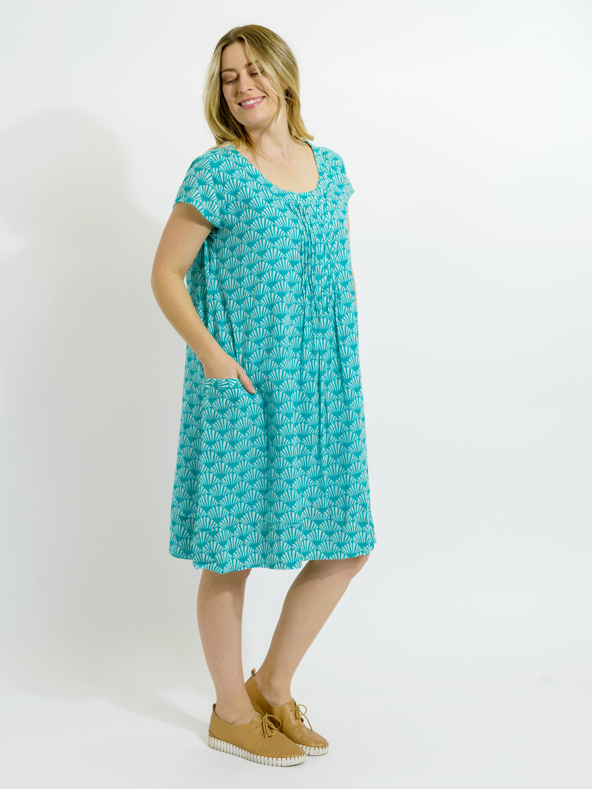 Marcoola dress in Teal Fan
