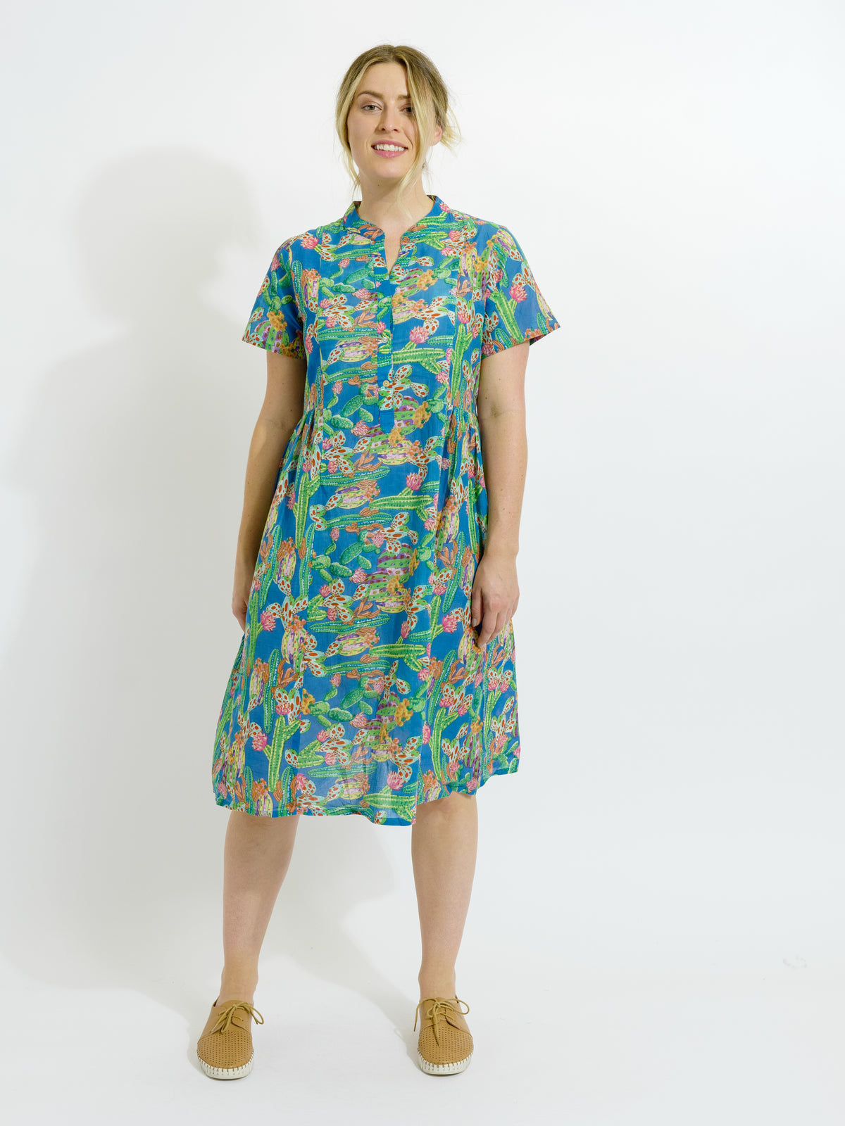 Airley Dress in Blue Cactus