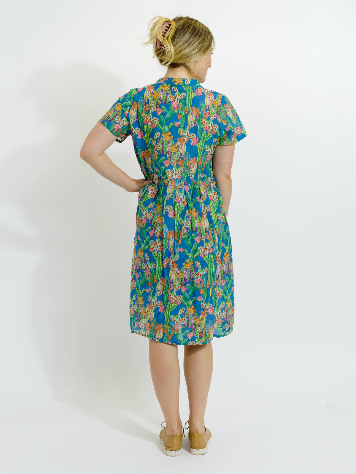 blue cactus dress Roper Womens Blue Cactus Print Long Sleeve Dress XS