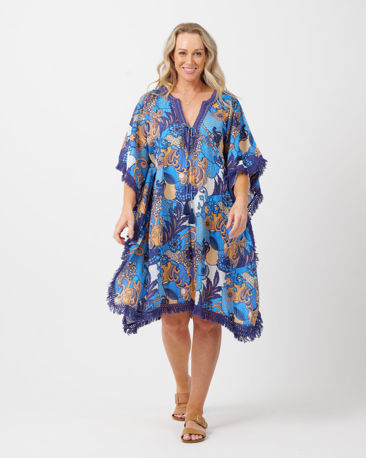 Bedarra Kaftan in Kaleido Blue