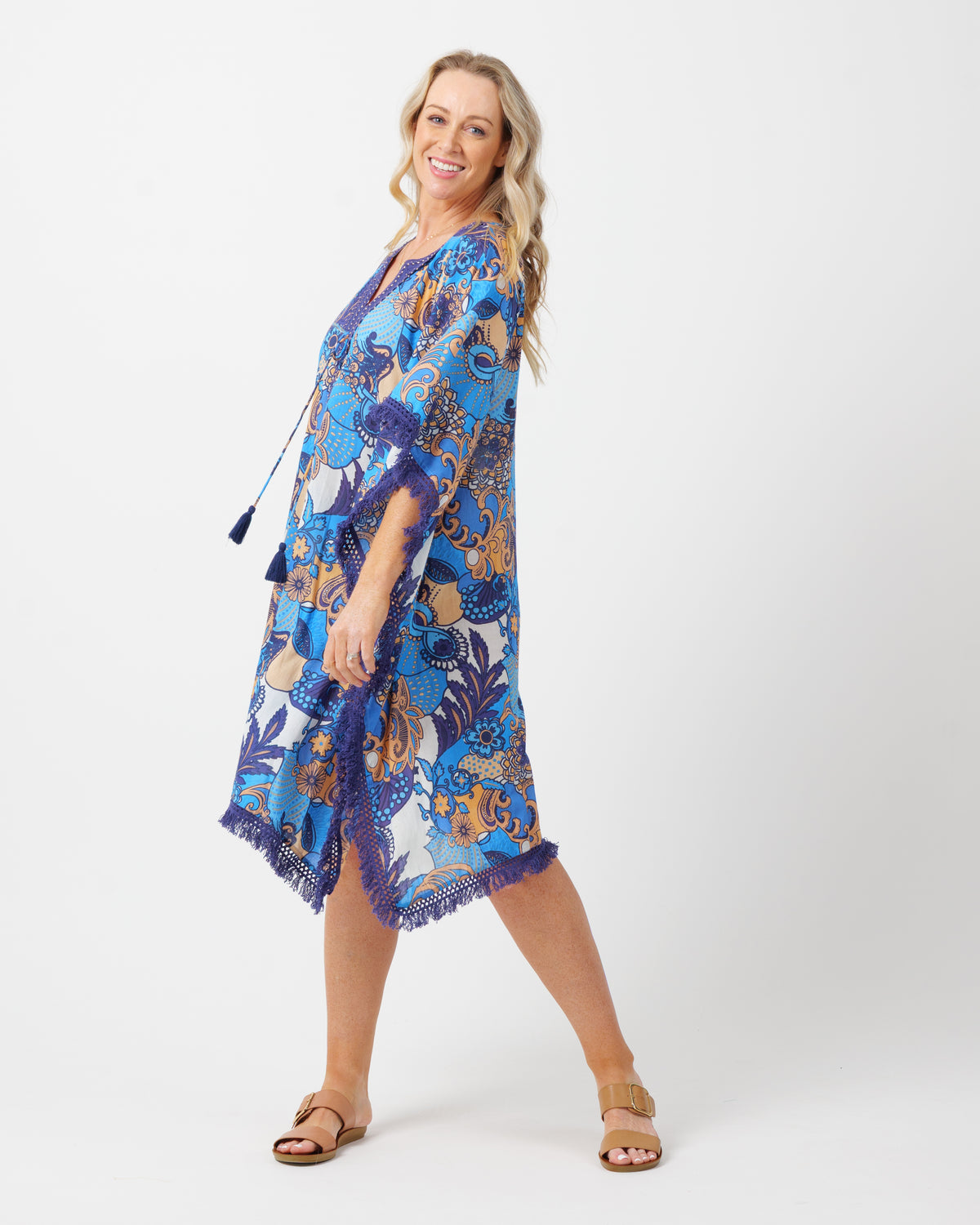 Bedarra Kaftan in Kaleido Blue