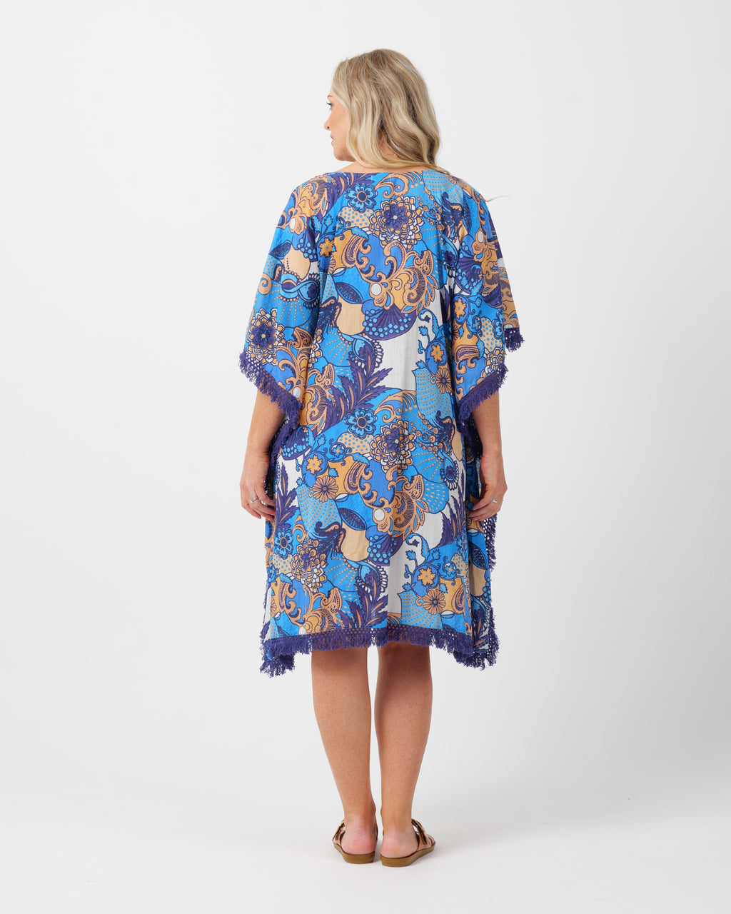 Bedarra Kaftan Dress in Kaleido Blue