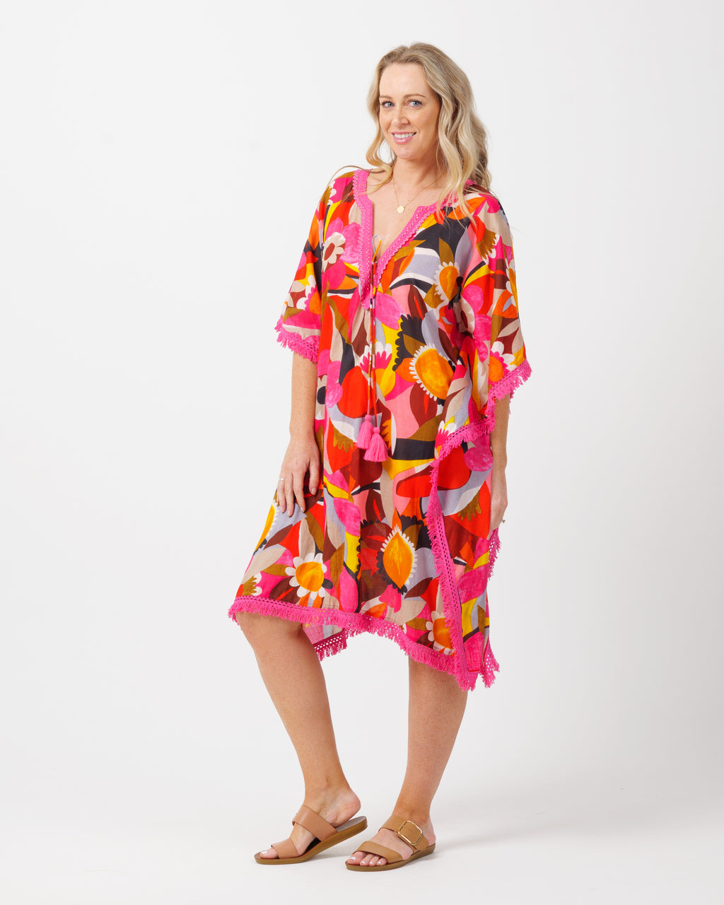 Bedarra Kaftan Dress in Bold Floral