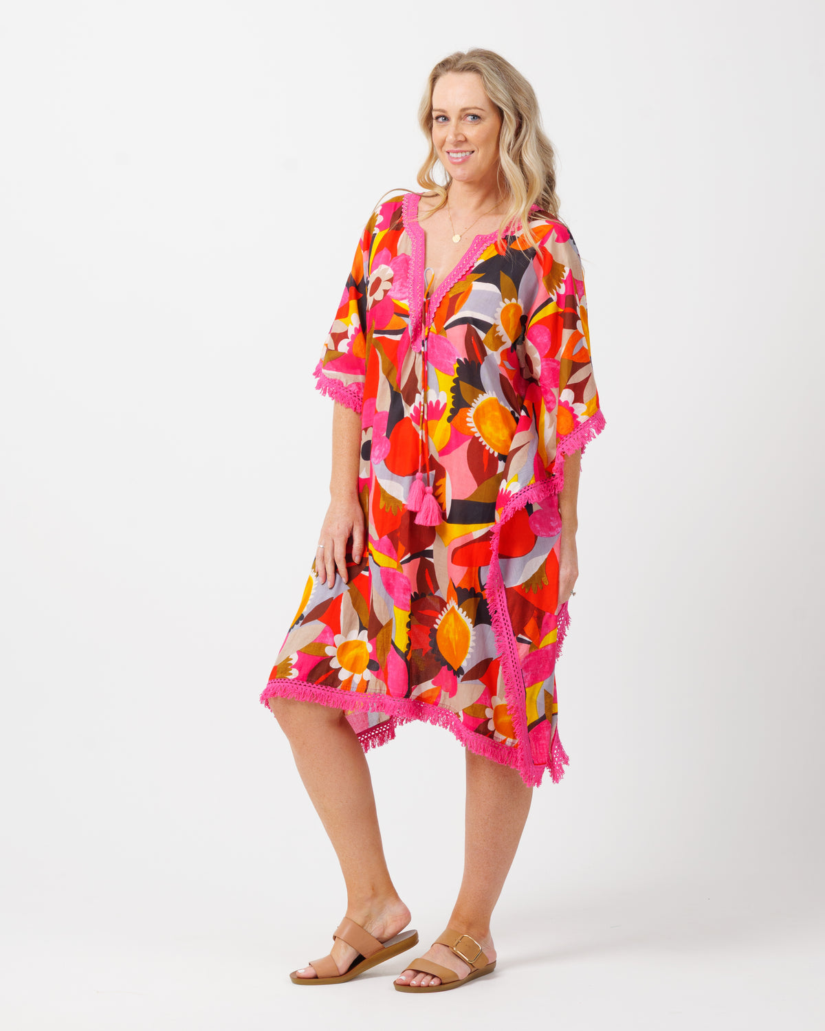 Bedarra Kaftan Dress in Bold Floral