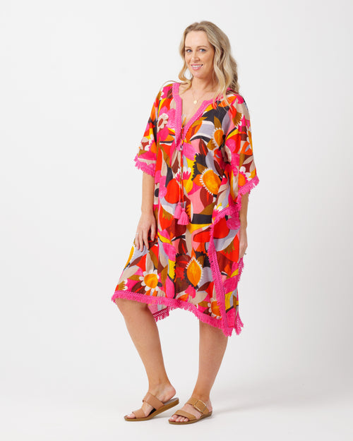 Bedarra Kaftan Dress in Bold Floral