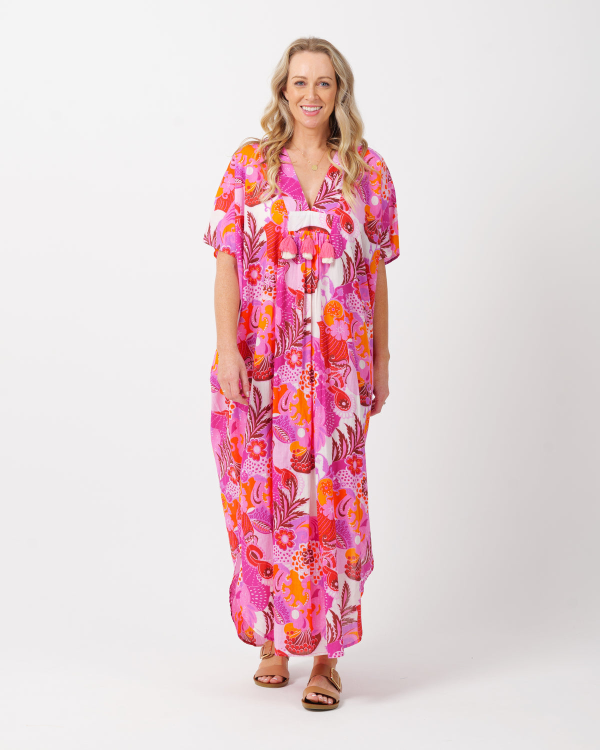 Tiwi Kaftan in Kaleido Pink