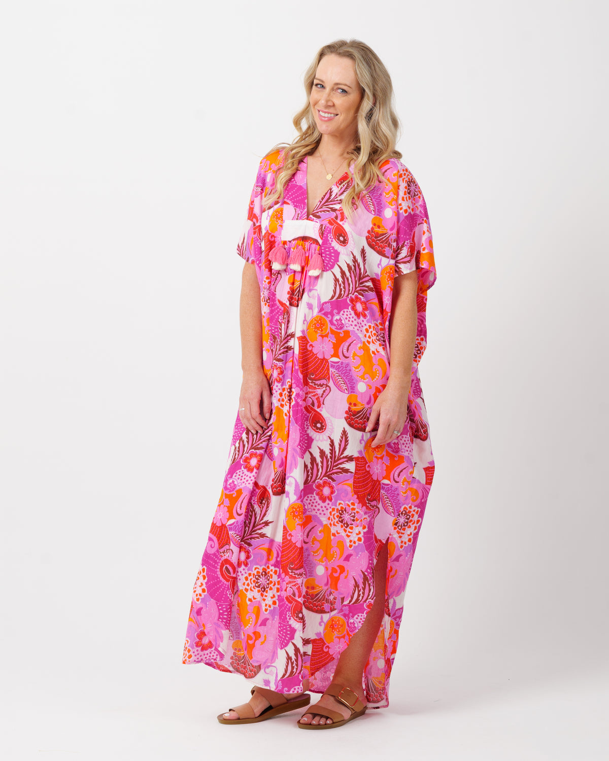 Tiwi Kaftan in Kaleido Pink