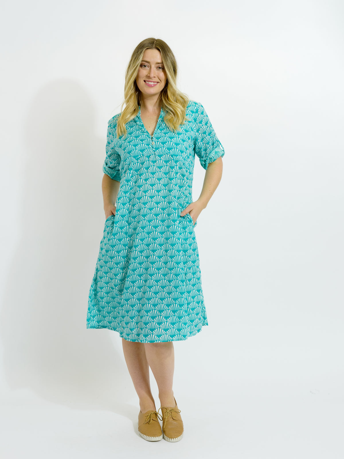 Mareeba Dress in Teal Fan