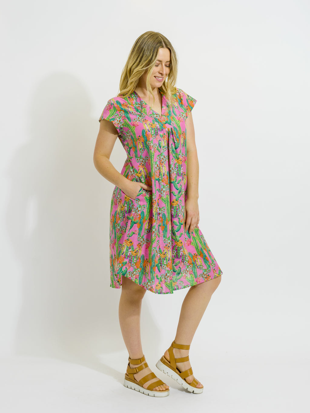 Cabarita Dress in Pink Cactus