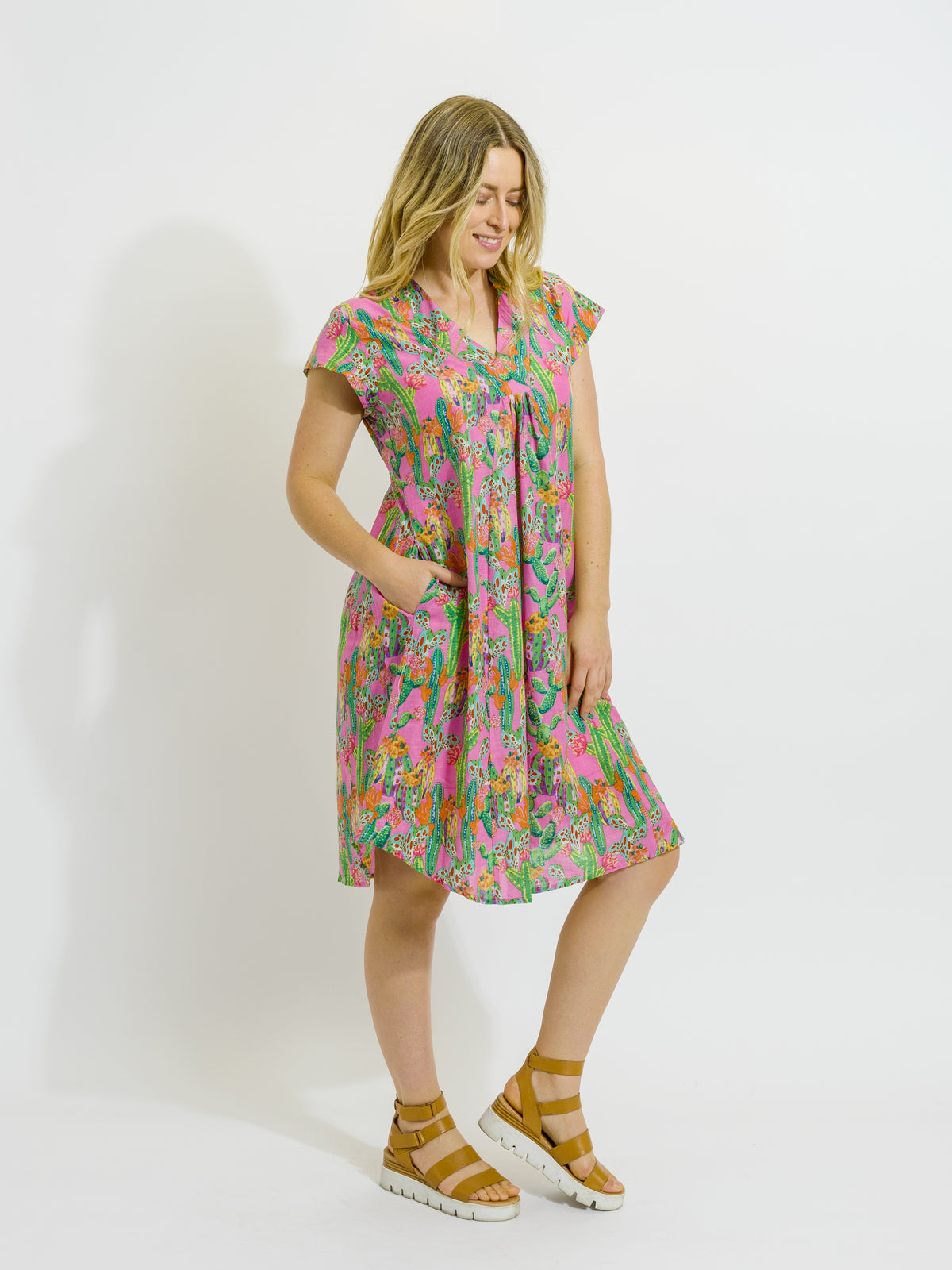 Cabarita Dress in Pink Cactus
