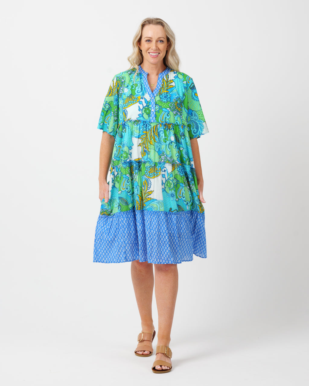 Castaway Dress in Kaleido Lime