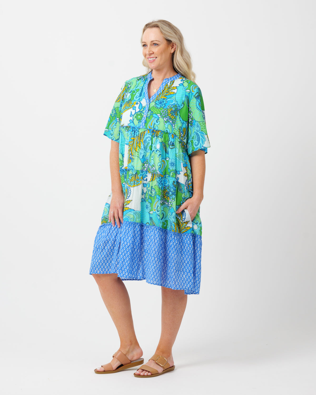 Castaway Dress in Kaleido Lime