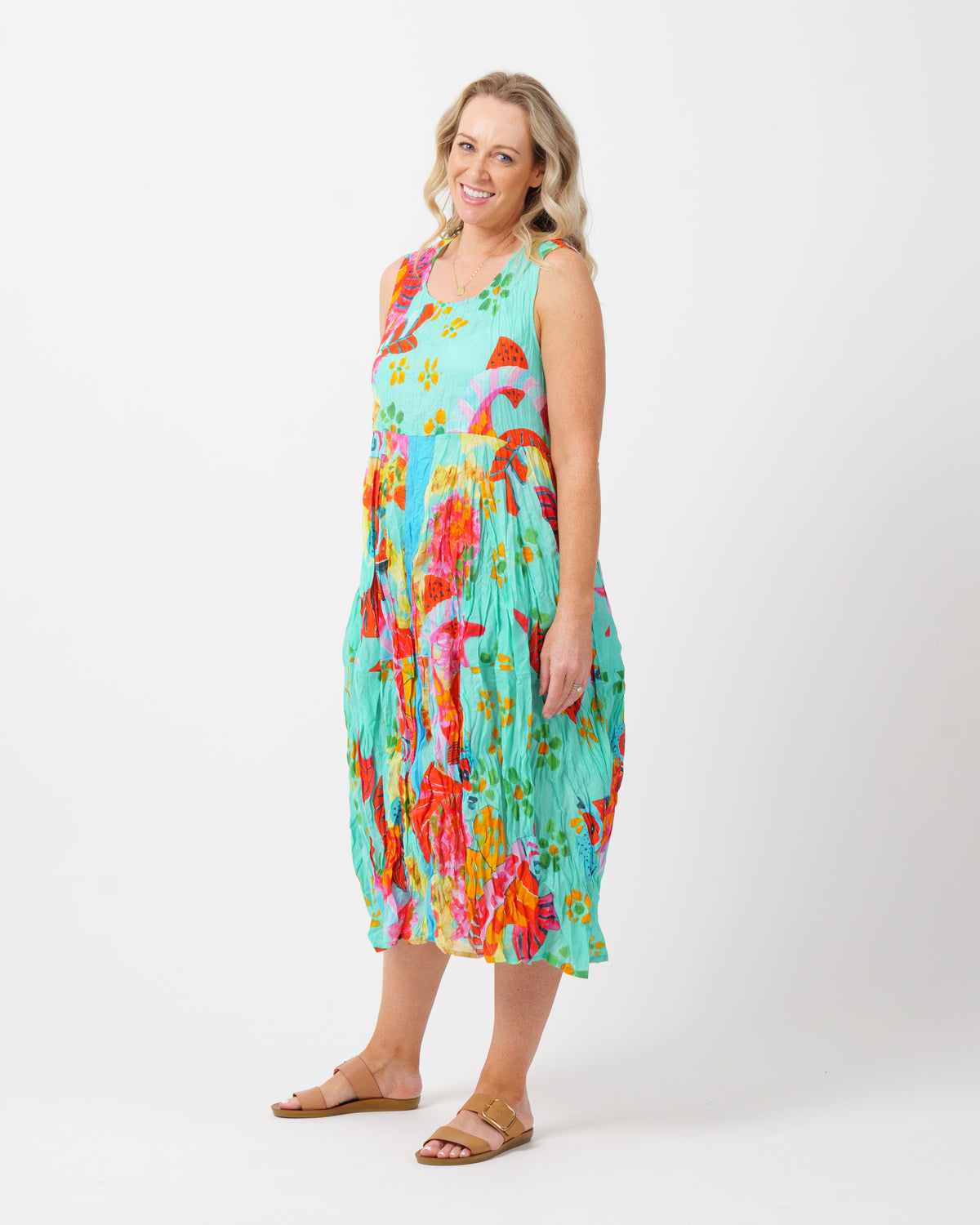 Glasshouse Dress in Teal Fish