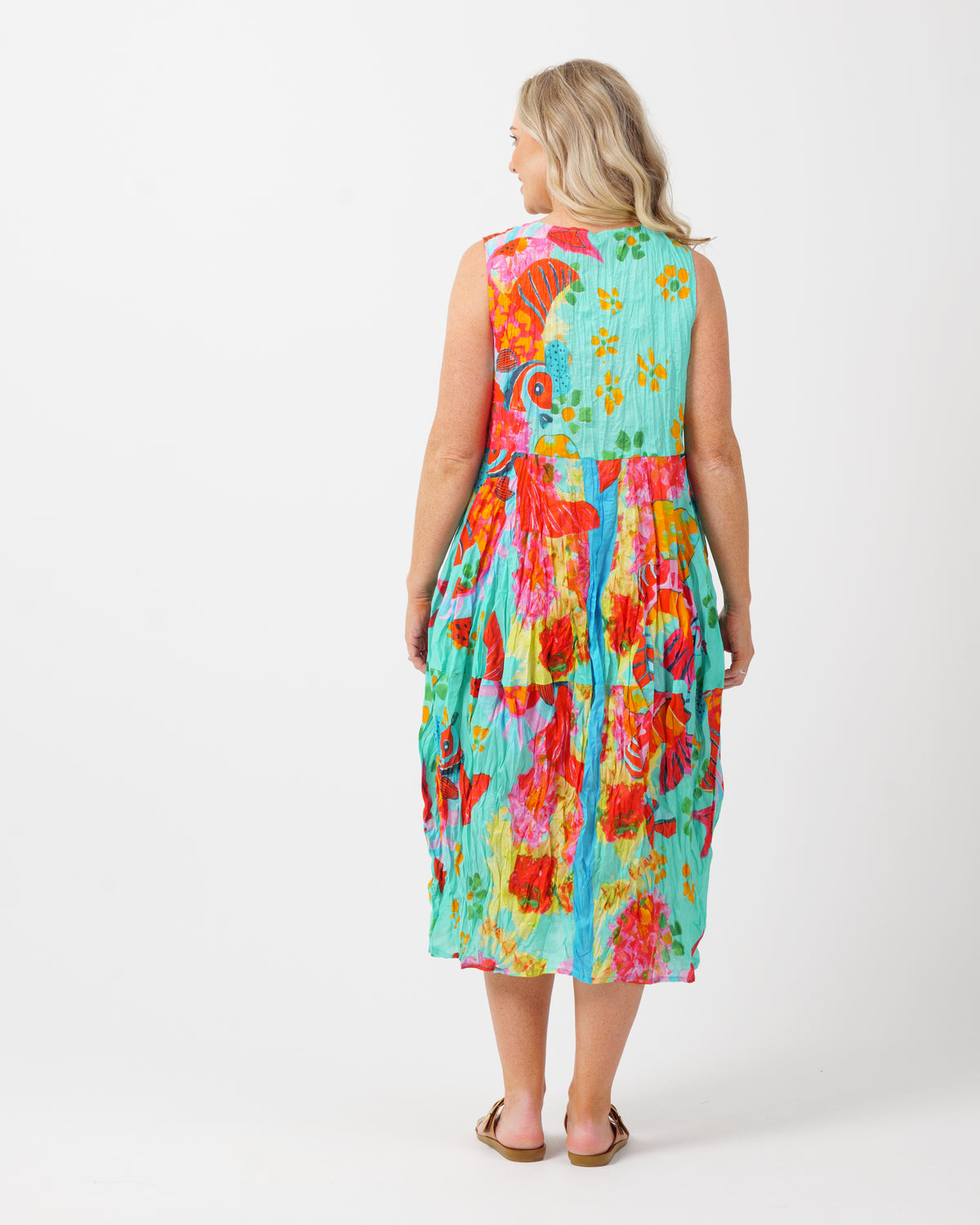 Glasshouse Dress in Teal Fish