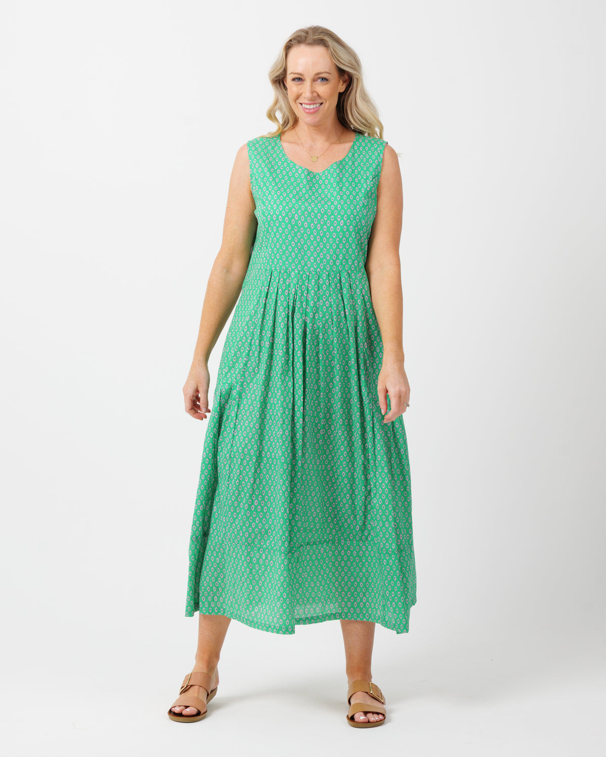 Sarina dress in Mauve and Green