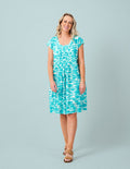 Marcoola Dress in Teal Fishes