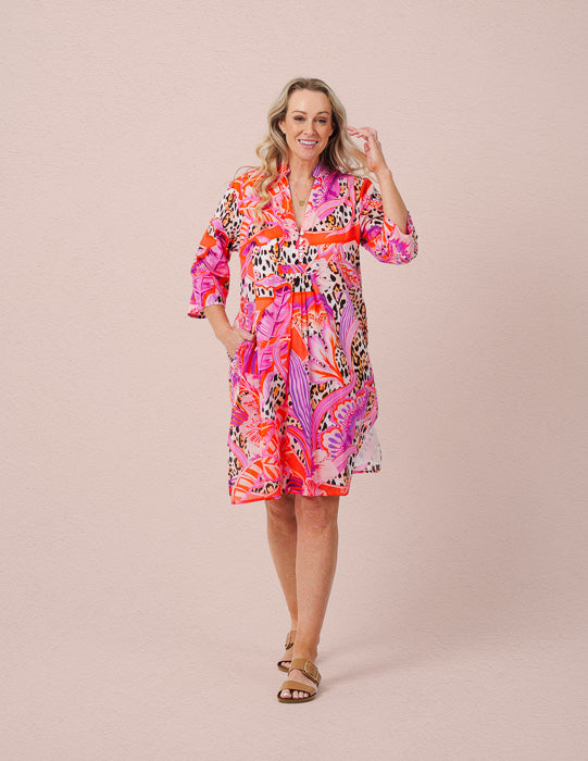 Coral Bay Dress in Pink Leopard