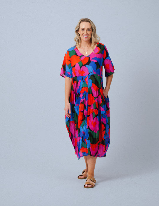 Glasshouse Cap Sleeve Dress in Multi Floral
