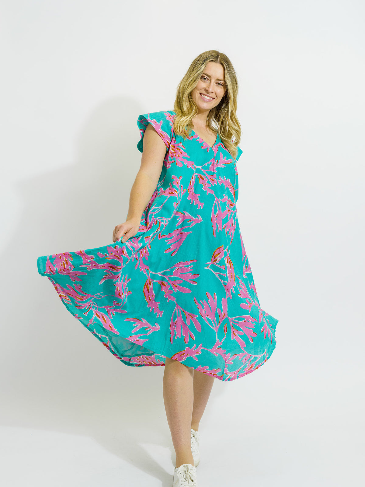 Maheno Dress in Pink Coral