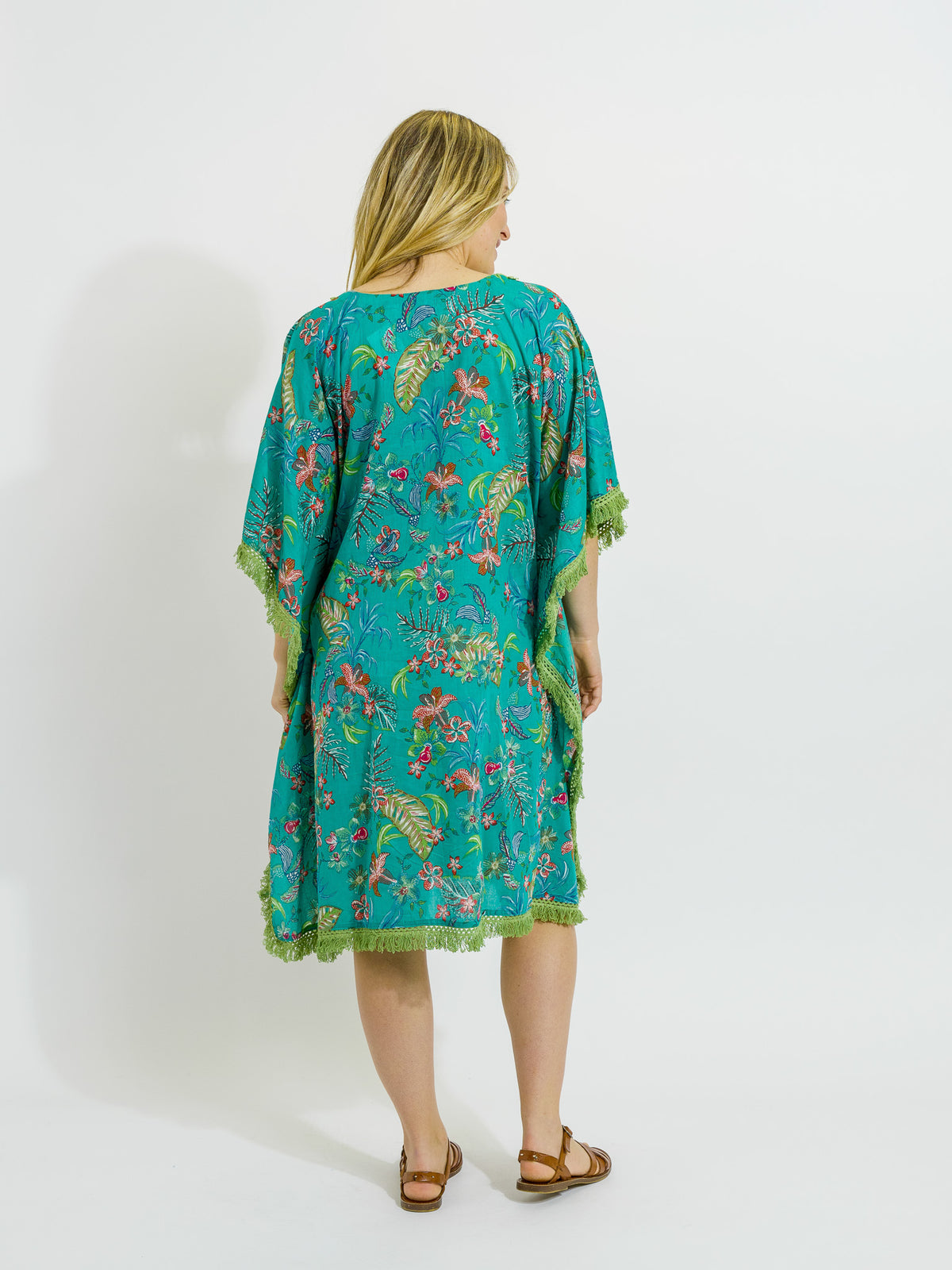 Bedarra Kaftan in Green Garden