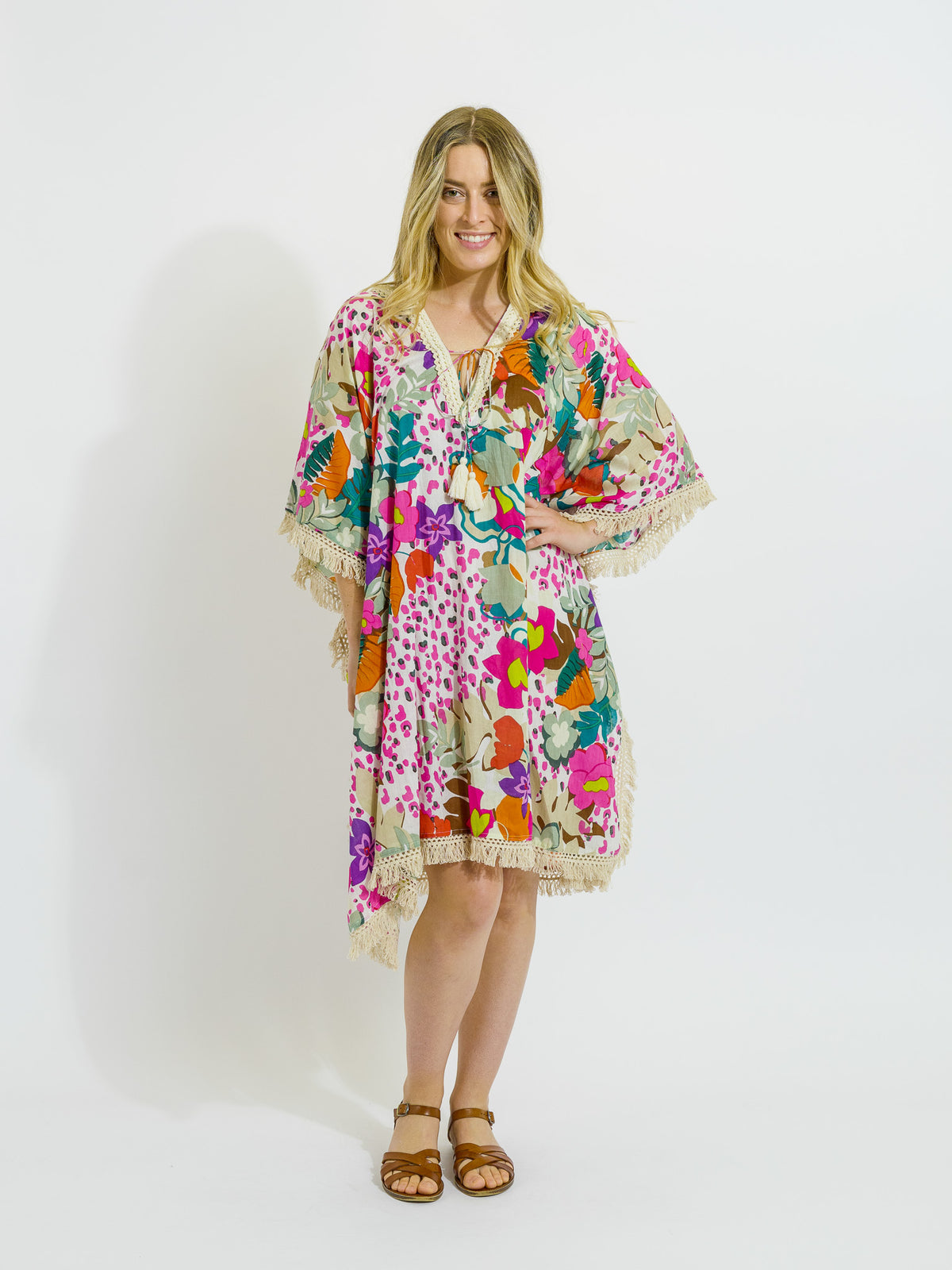 Bedarra Kaftan in Fresh Pink Floral
