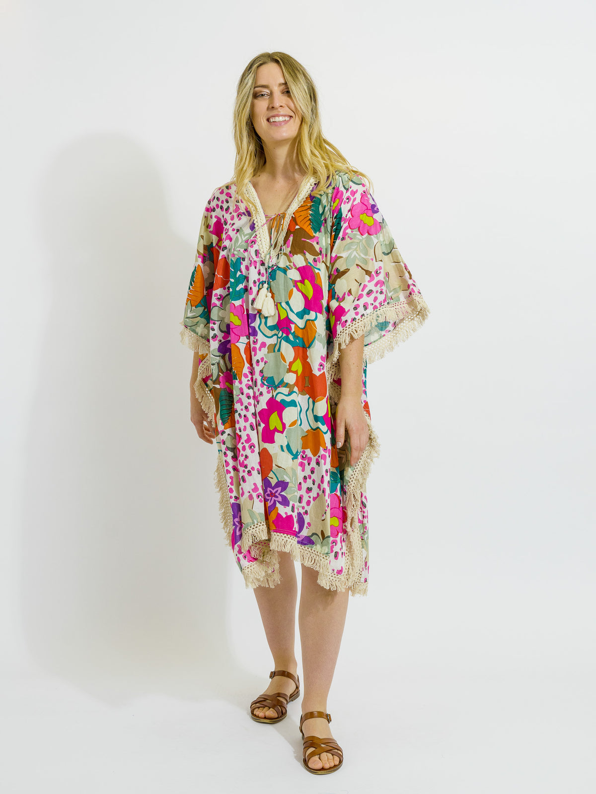 Bedarra Kaftan in Fresh Pink Floral