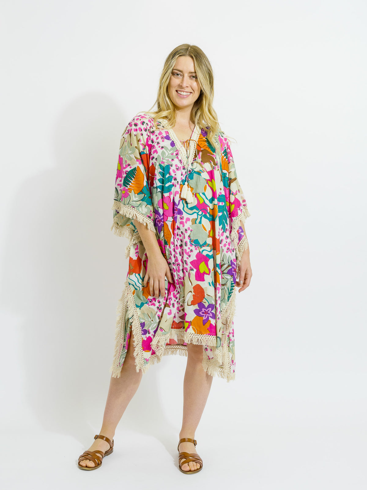 Bedarra Kaftan in Fresh Pink Floral
