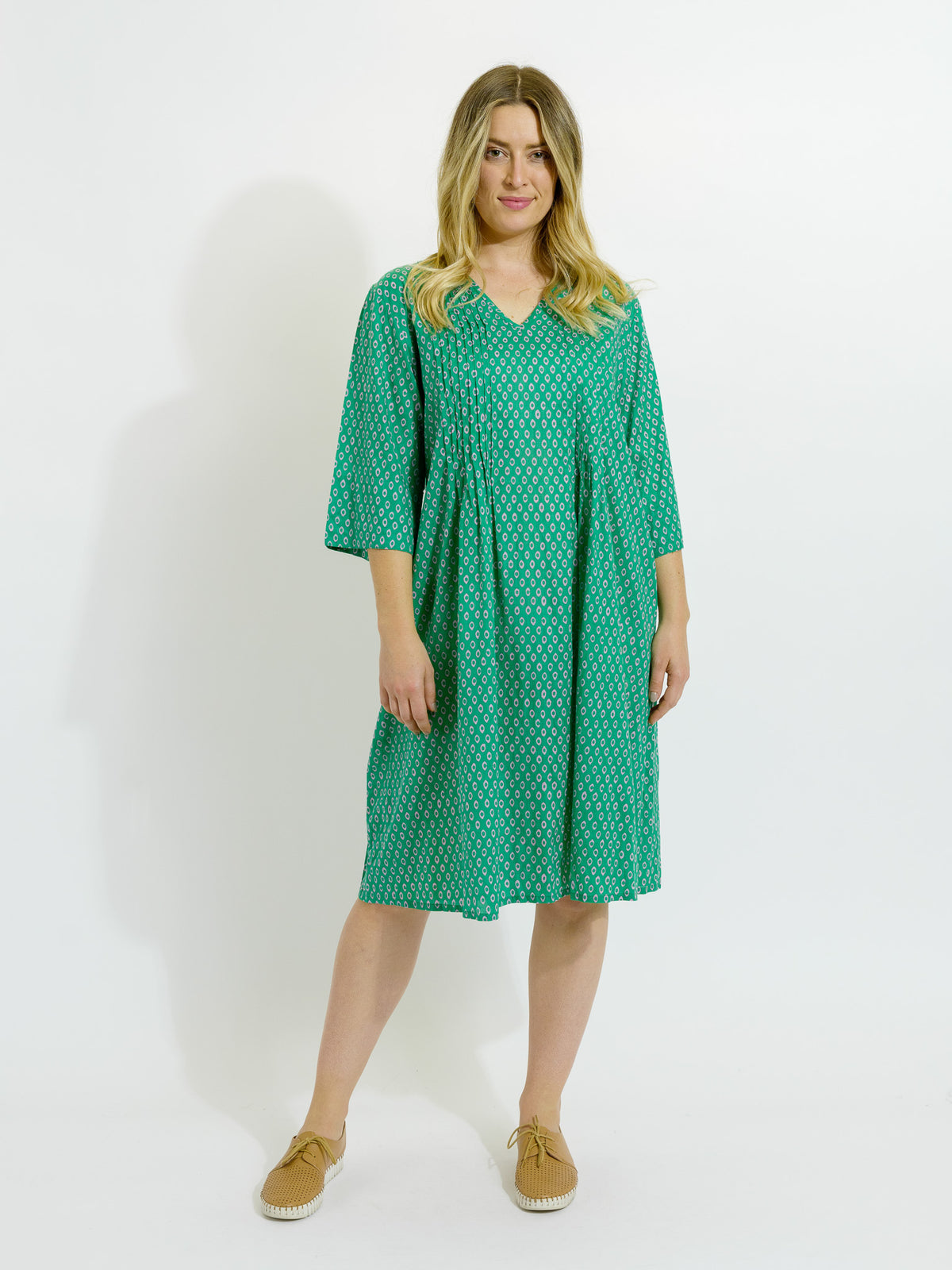 Heron Dress in Mauve and Green Eyes