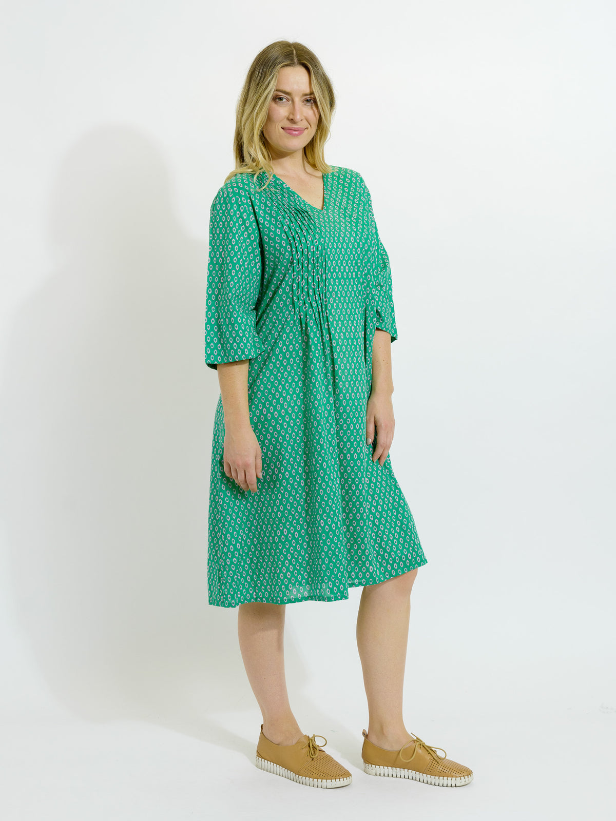 Heron Dress in Mauve and Green Eyes