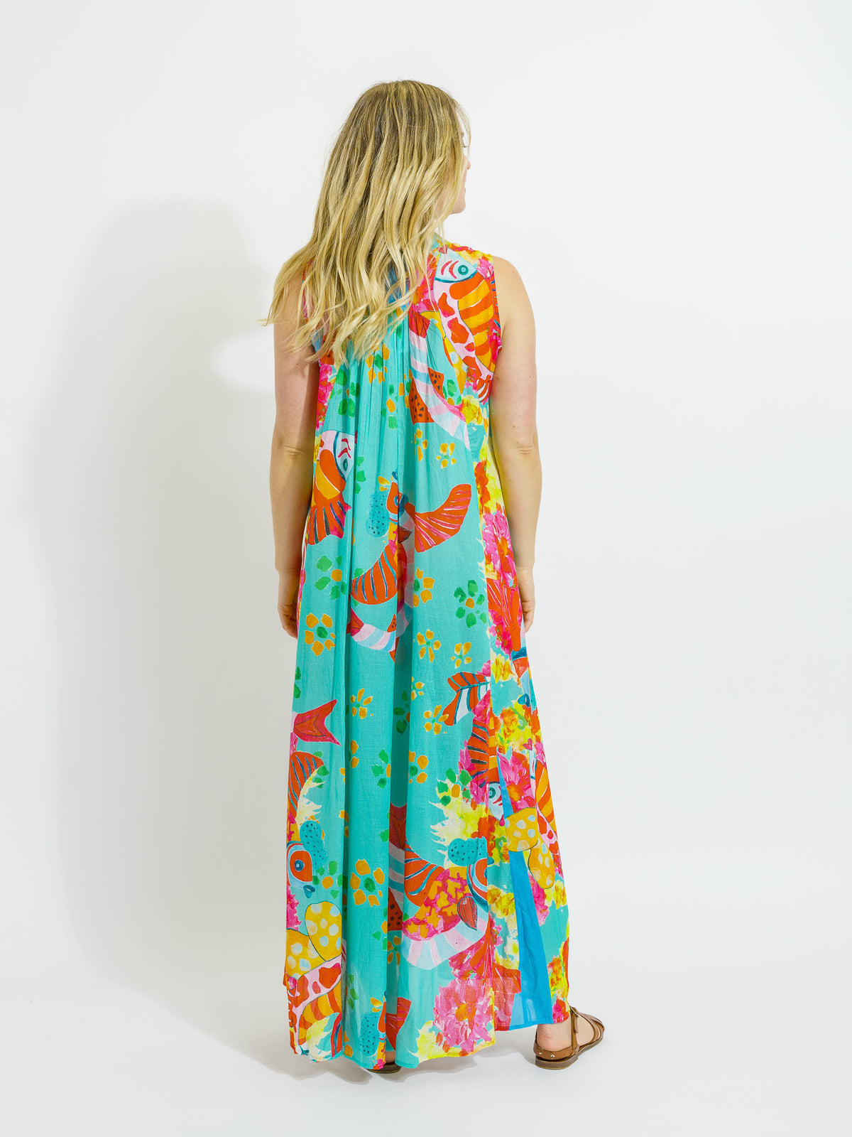 Mossman Dress in Teal Fish