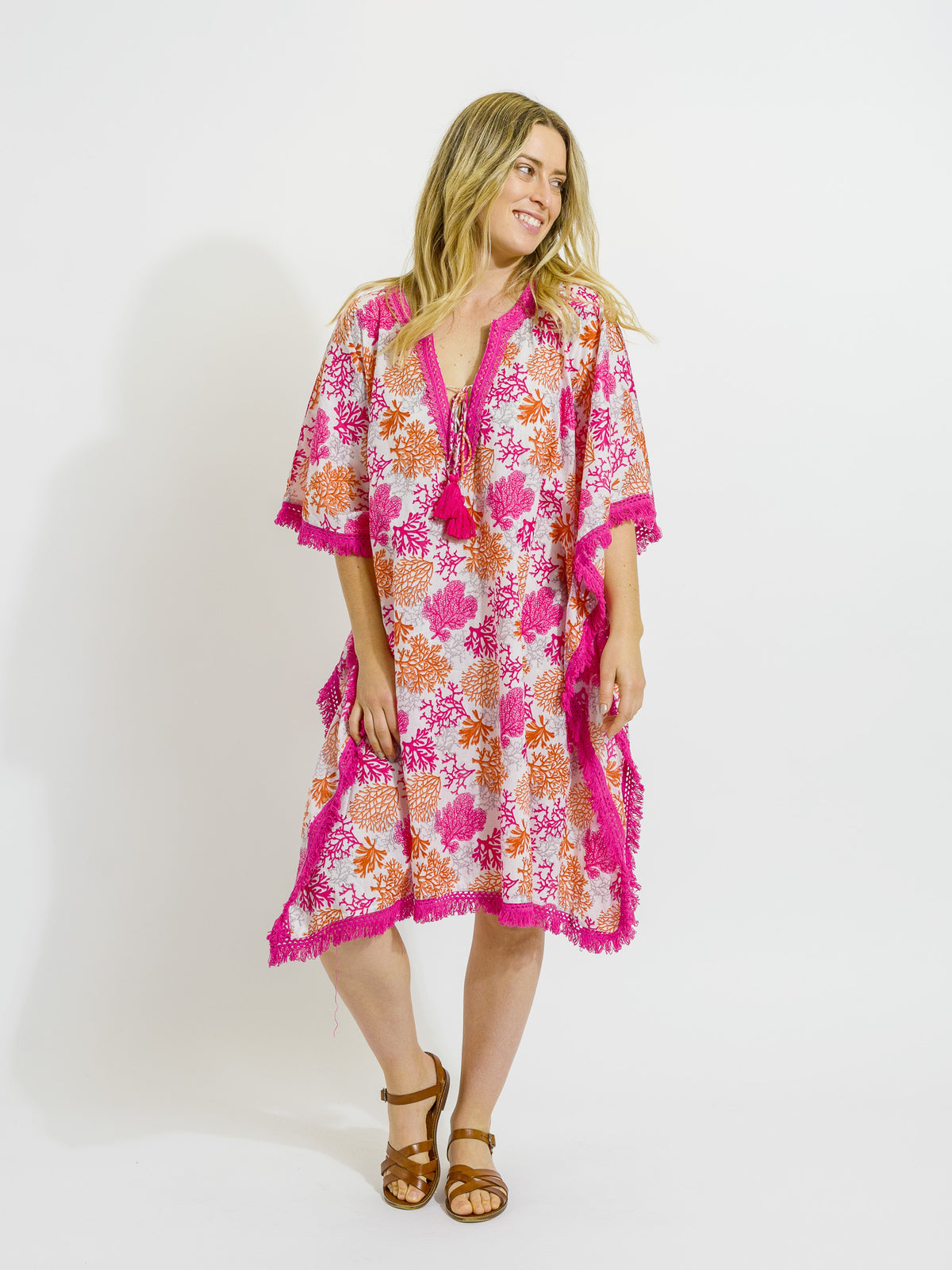 Bedarra Kaftan in Pink Coral