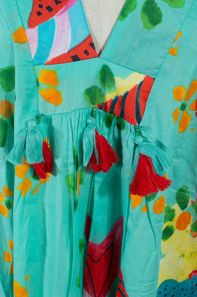 Tiwi Kaftan in Teal Fish