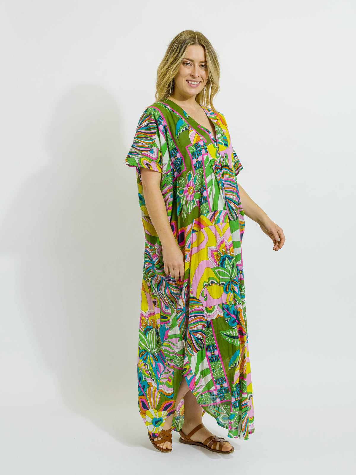 Tiwi Kaftan in Green Multi