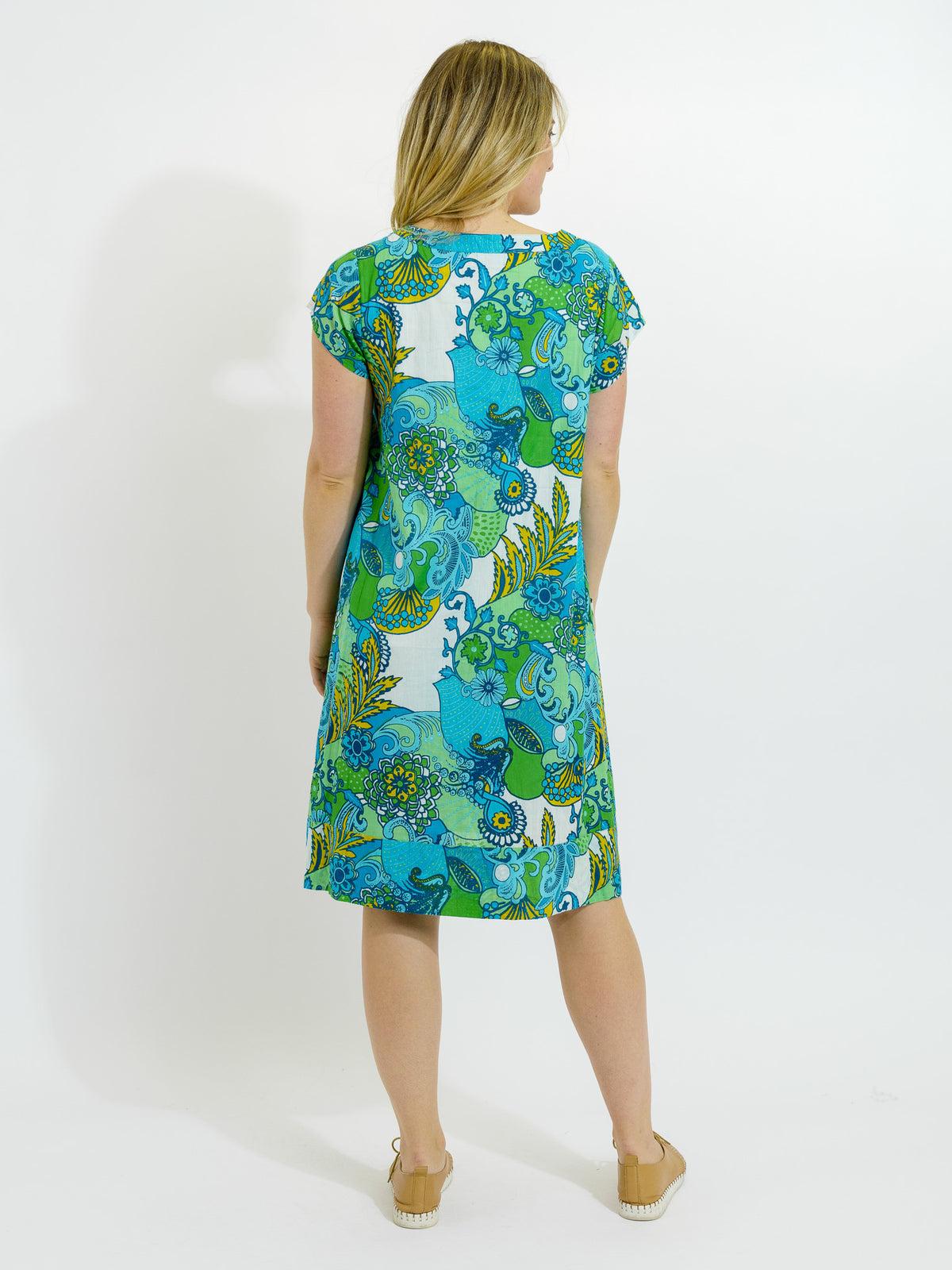 Marcoola dress in Kaleido Lime