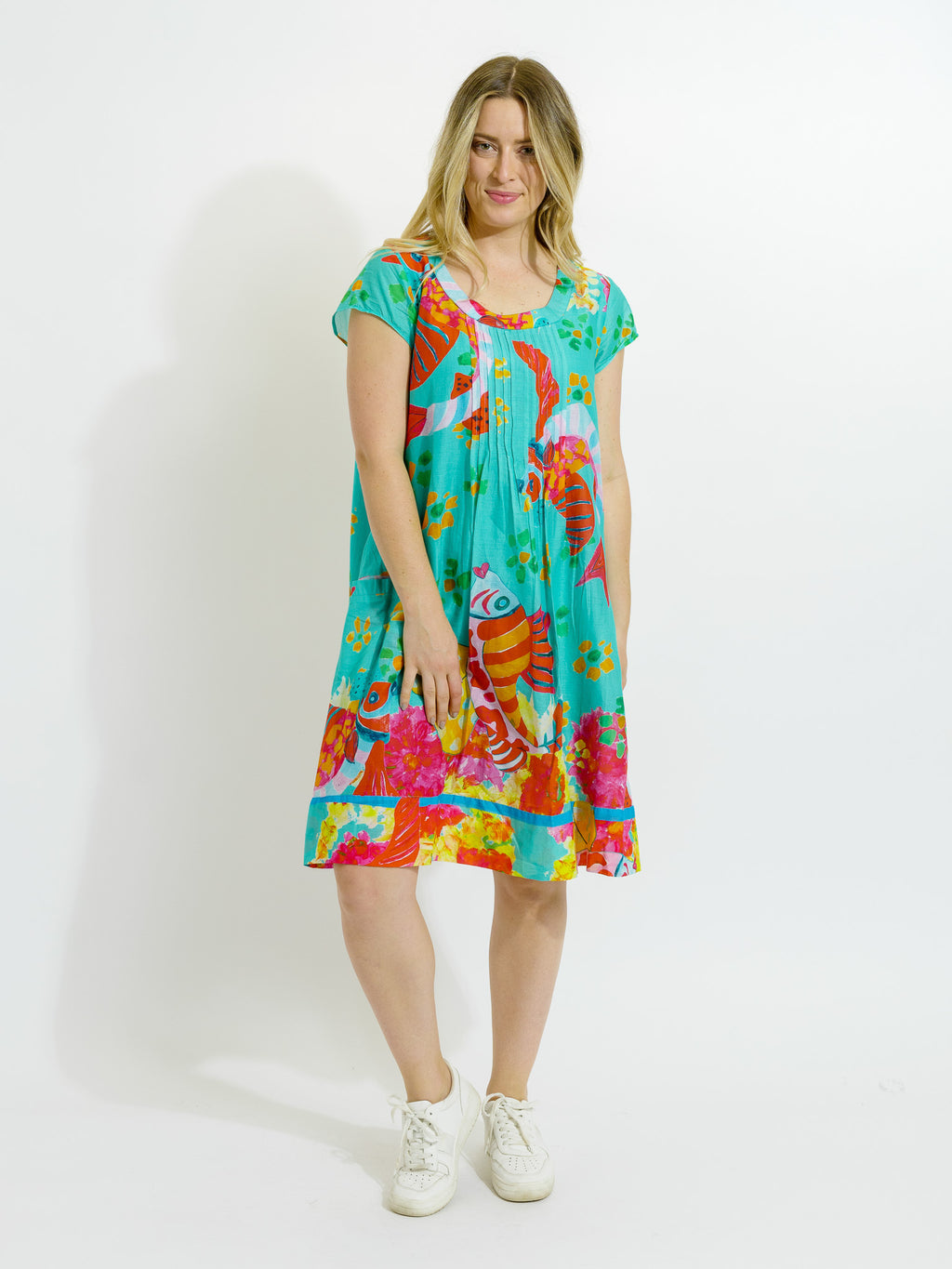 Marcoola dress in Teal Fish