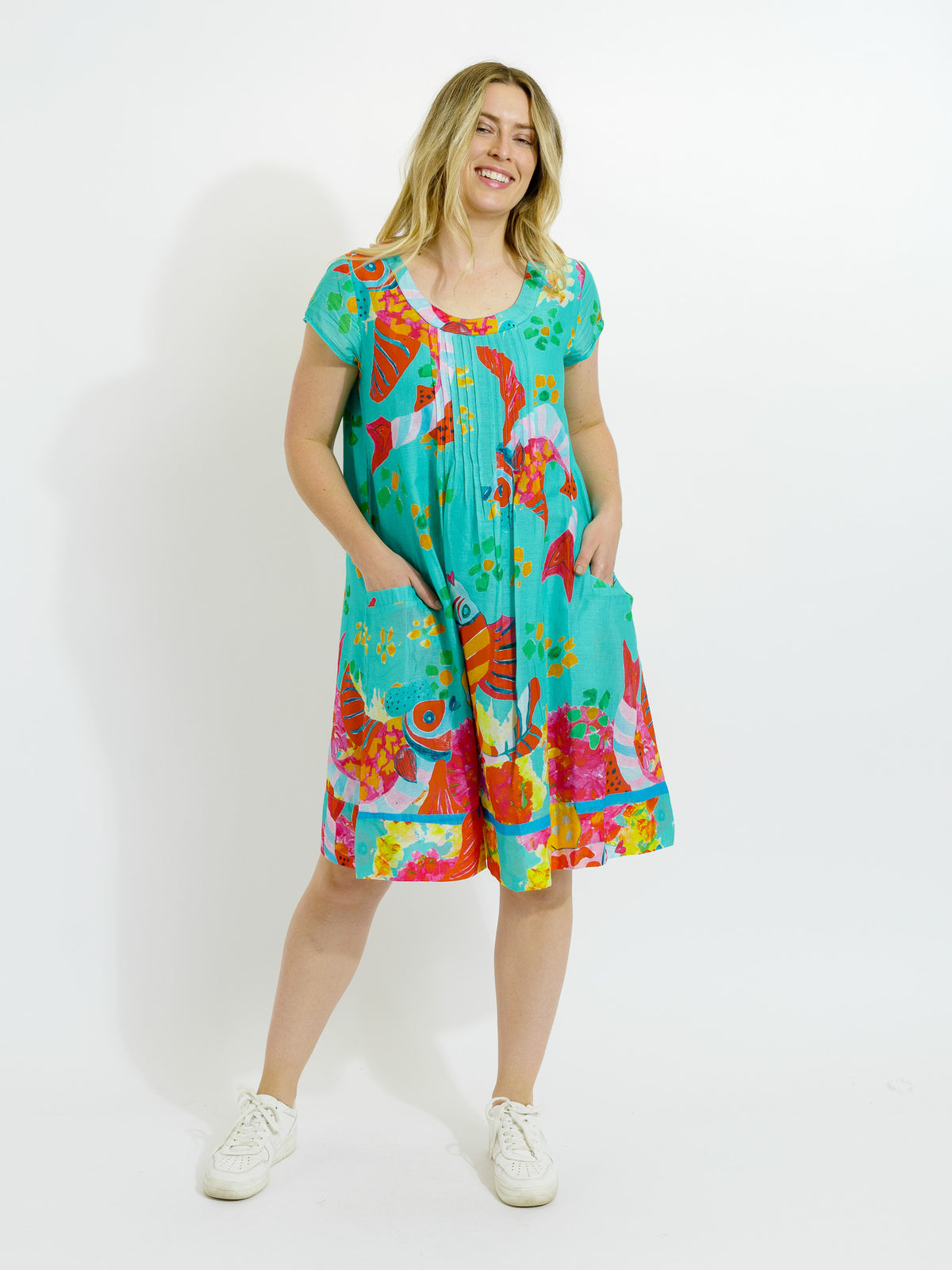Marcoola dress in Teal Fish